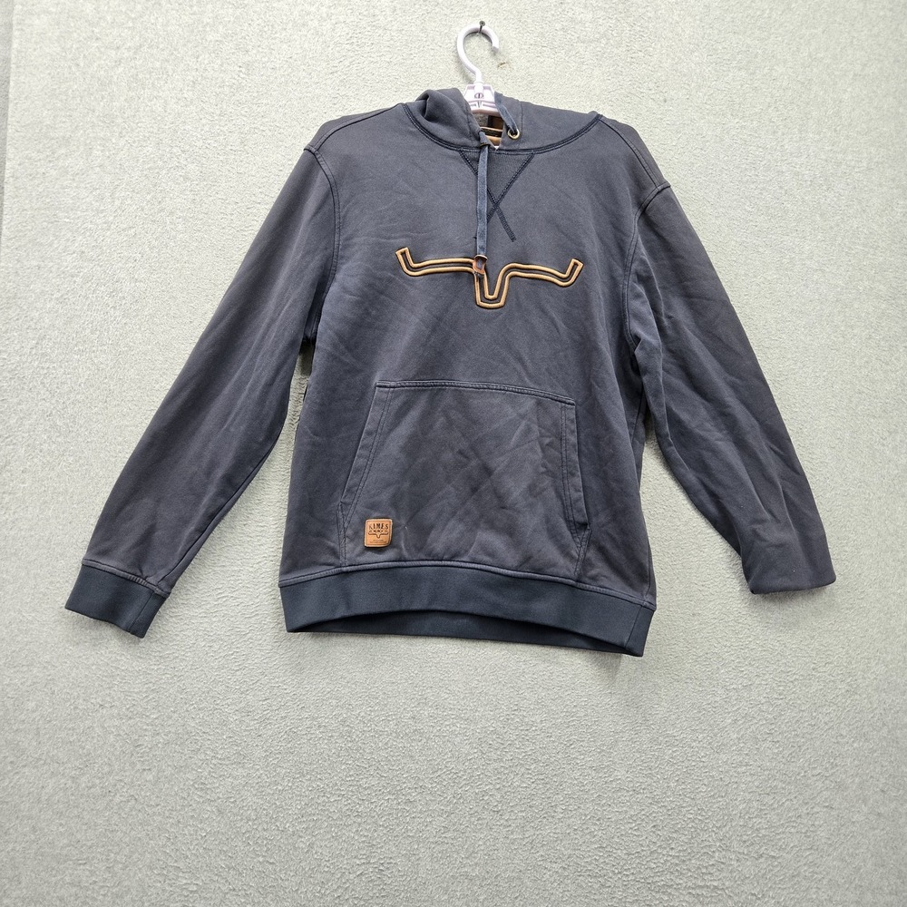Kimes Ranch Men Hoodie S Gray Logo Embroidered Western Fleece Pullover Pocket